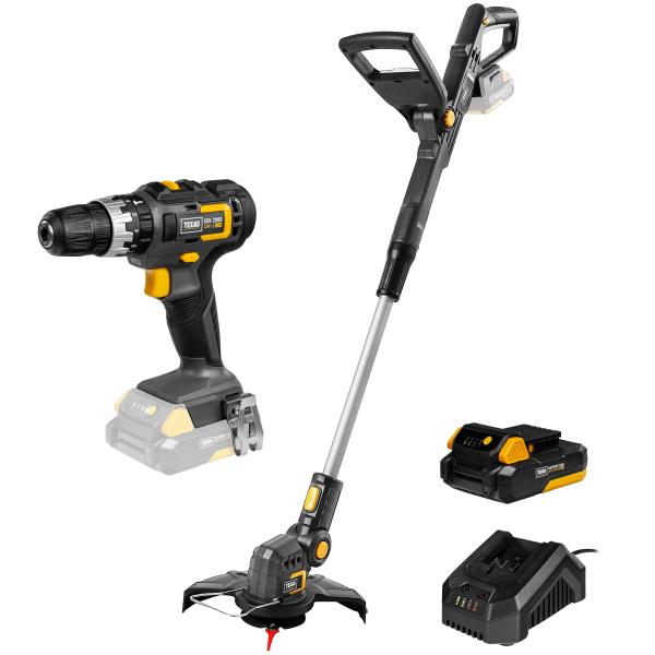 20V-pakke: Græstrimmer og slagboremaskine