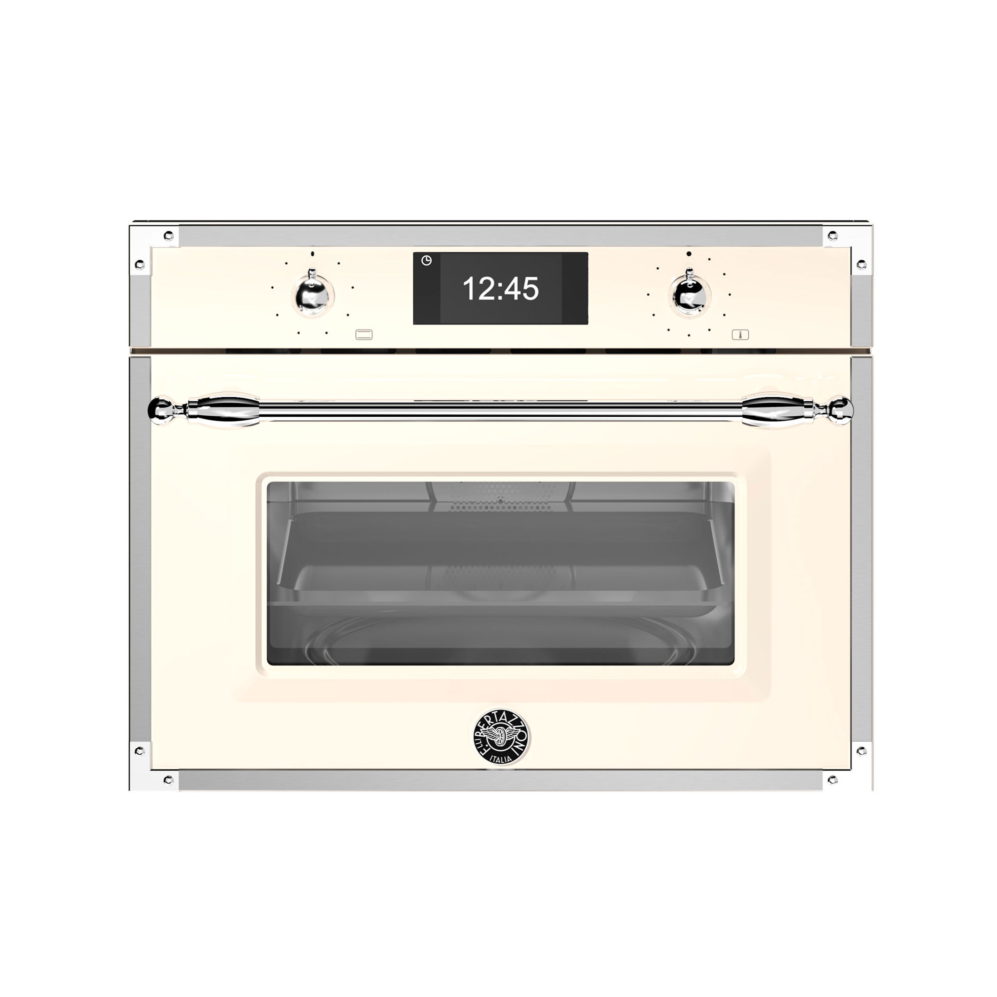 Bertazzoni FHER4077MTAX3 Heritage kombiovn med mikrobølgefunktion, elfenbenshvid/krom