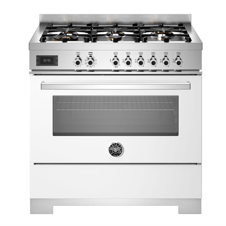 Bertazzoni PRO96L1EBIT2 Professional gaskomfur 90 cm med 6 brændere og 1 ovn, hvid