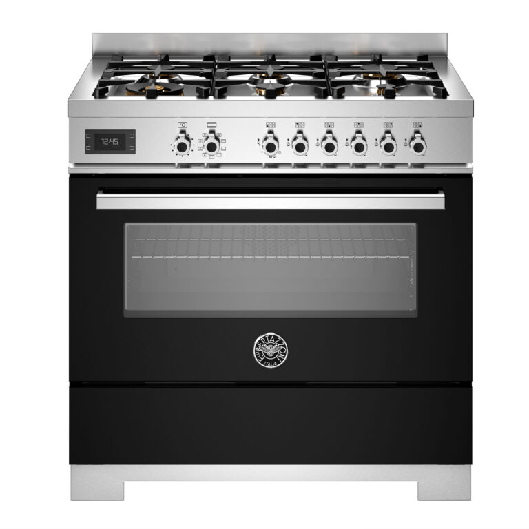 Bertazzoni PRO96L1ENET2 Professional gaskomfur 90 cm med 6 brændere og 1 ovn, sort