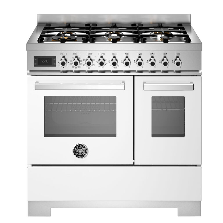 Bertazzoni PRO96L2EBIT2 Professional gaskomfur 90 cm med 6 brændere og 2 ovne, hvid