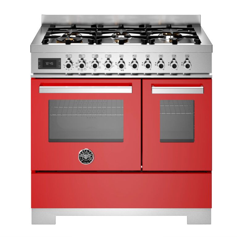 Bertazzoni PRO96L2EROT2 Professional gaskomfur 90 cm med 6 brændere og 2 ovne, rød