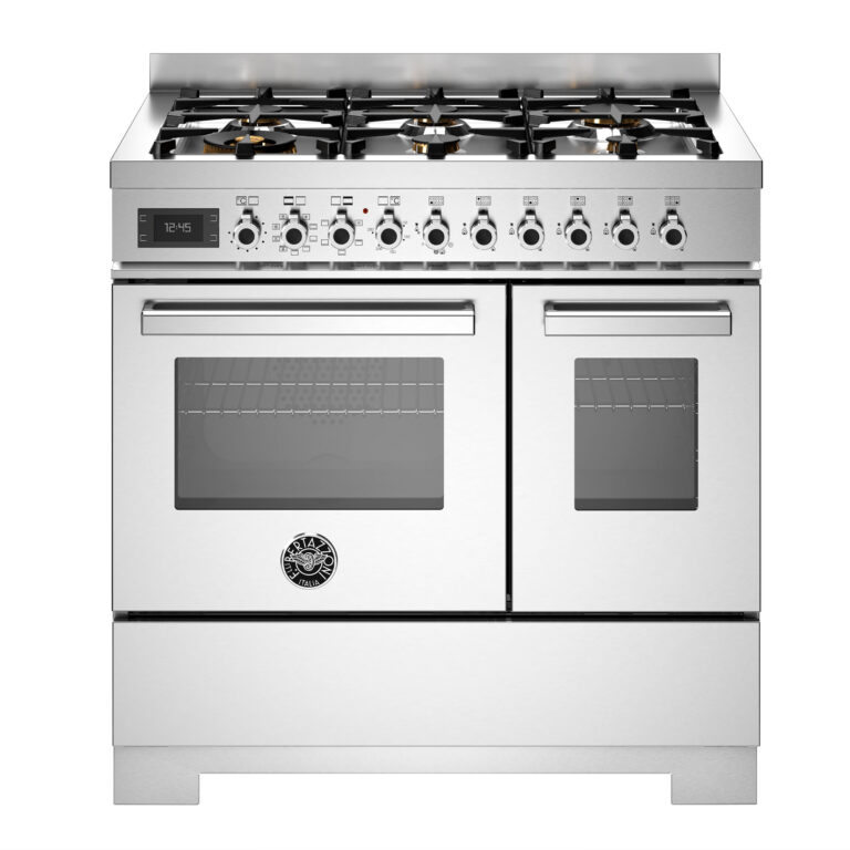 Bertazzoni PRO96L2EXT2 Professional gaskomfur 90 cm med 6 brændere og 2 ovne, rustfrit stål