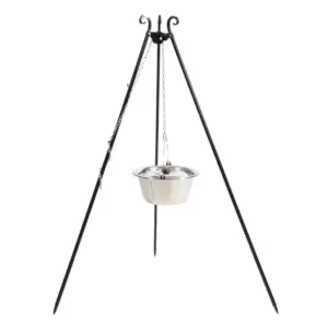 Cook King 180 cm 3-ben til Bålsted med 14 L Rustfristål gryde