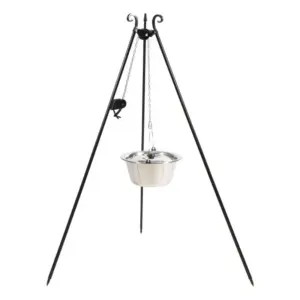Cook King 180 cm 3-ben til Bålsted med 14 L Rustfristål gryde + Winch