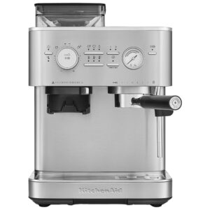 Espressomaskine med kaffekværn, stainless steel