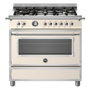 HER96L1EAVT Heritage gaskomfur med ovn, 90 cm, cremehvid