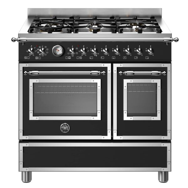 HER96L2ENET Heritage gaskomfur med dobbeltovn, 90 cm, mat sort