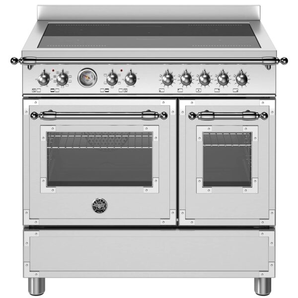 Heritage induktionskomfur med dobbeltovn 5 zoner 90 cm, rustfrit stål
