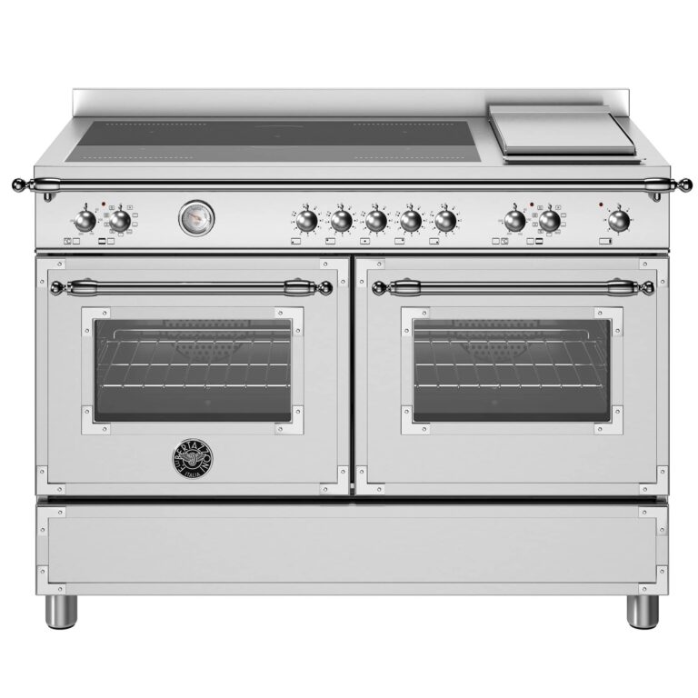 Bertazzoni Heritage induktionskomfur med stegebord dobbeltovn 5 zoner 120 cm, rustfrit stål