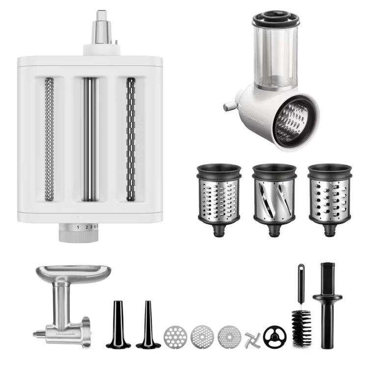KitchenAid tilbehørspakke til køkkenmaskine (pastatilbehør, kødkværn og grøntsagsskærer)