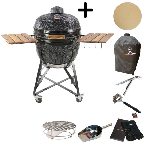 Maxi kulgrill m. tilbehørspakke, sort