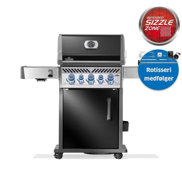 Napoleon Rogue PRO-S 425, rustfri stål/sort inkl. rotisseri - Gasgrill - RPS425RSIBPK-2-DK-R