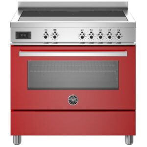 PRO95I1EROT Professional induktionskomfur med ovn, 90 cm, rød