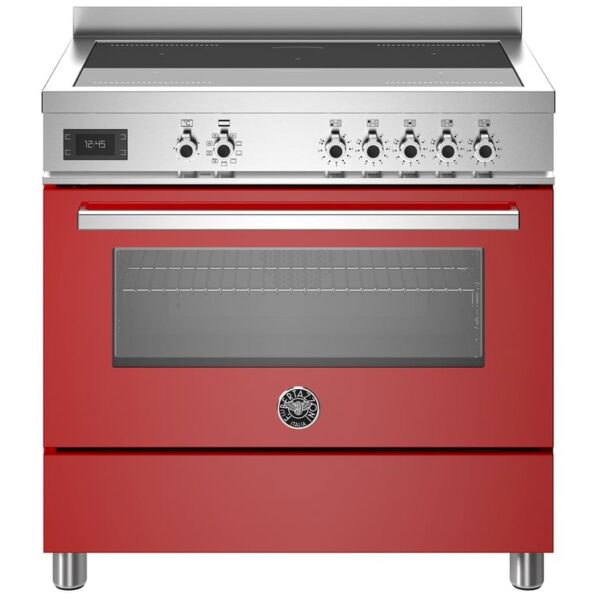 PRO95I1EROT Professional induktionskomfur med ovn, 90 cm, rød