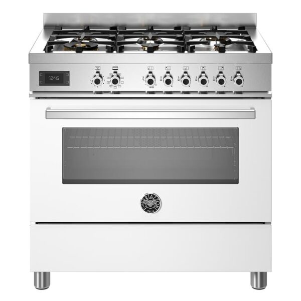 PRO96L1EBIT Professional gaskomfur med ovn, 90 cm, hvid