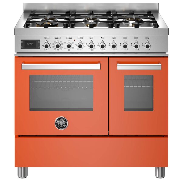 PRO96L2EART Professional gaskomfur med dobbeltovn, 90 cm, orange