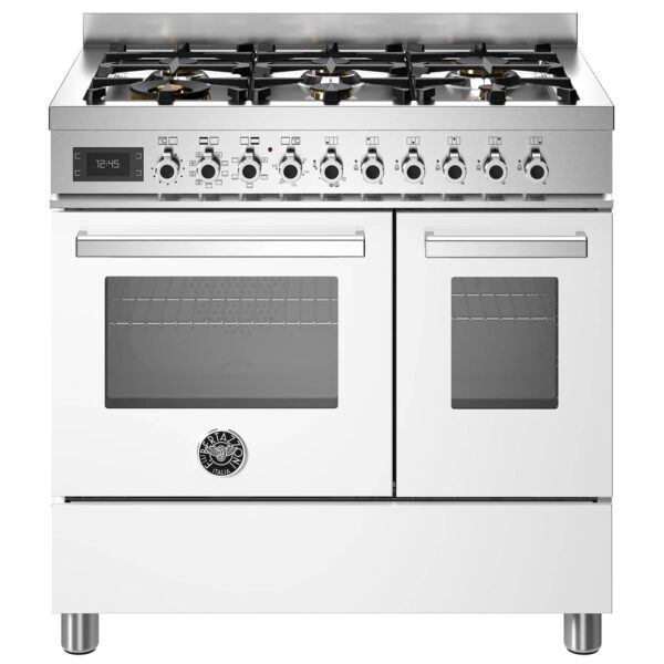 PRO96L2EBIT Professional gaskomfur med dobbeltovn, 90 cm, hvid