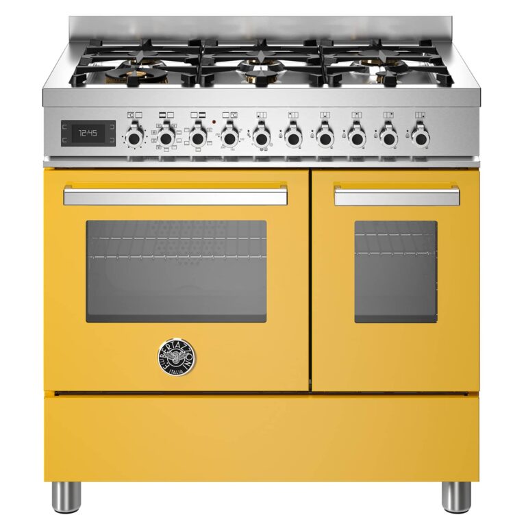 PRO96L2EGIT Professional gaskomfur med dobbeltovn, 90 cm, gul