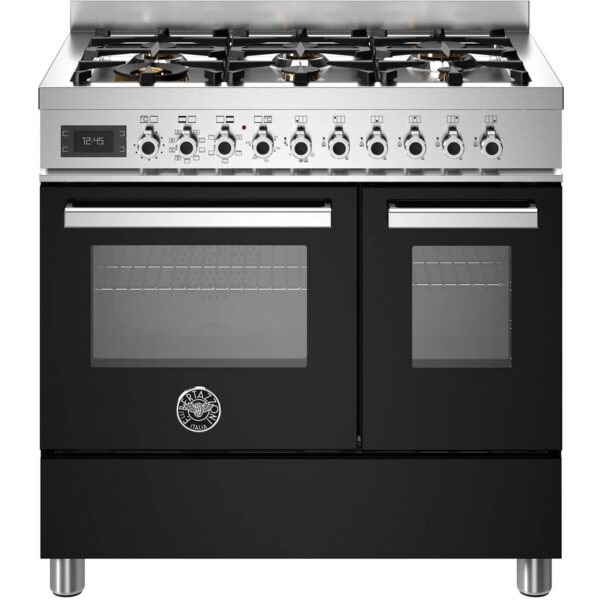PRO96L2ENET Professional gaskomfur med dobbeltovn, 90 cm, sort