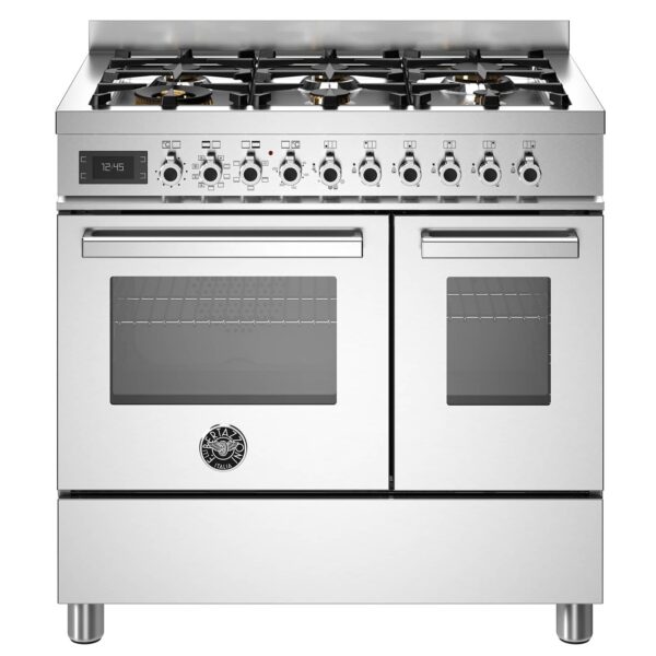 PRO96L2EXT Professional gaskomfur med dobbeltovn, 90 cm, rustfrit stål