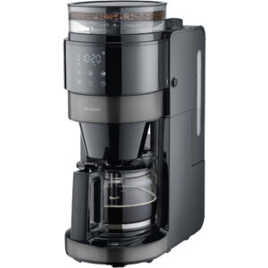 Severin Kaffemaskine med kværn & glaskande, dark inox