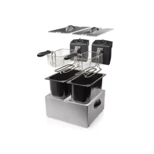 Tristar FR-6937 frituregryde 6 L Dobbelt Sort, Rustfrit stål Enkeltstående 3600 W